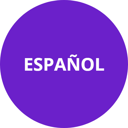 Texto Español escrito sobre fondo violeta