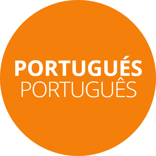 Texto Portugués escrito en galego e en portugués sobre fondo laranxa