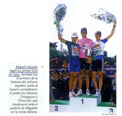 1.992 Miguel Induráin conquista su primer Giro.Marca.
