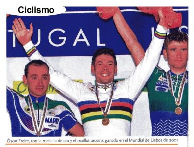 2.001 Oscar Freire.Ciclismo.Campeón del Mundo.Marca.
