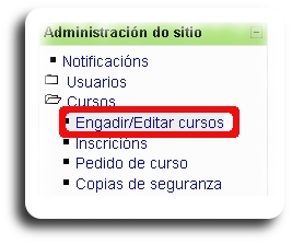 Engadir/Editar cursos