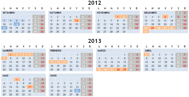 Calendario escolar 2012/2013