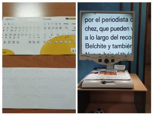 alfabeto braille e sistema de aumento de tamaño da letra