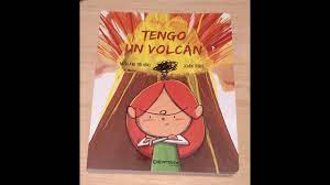 carátula do conto "tengo un volcán": nena con volcán detrás